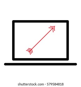 Arrow_Goal  icon - Flat design, glyph style icon - Colored enclosed in a computer
