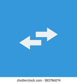 Arrow-combined icon, on blue background, white outline, large size symbol
