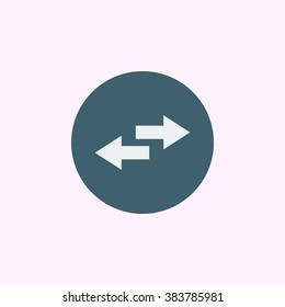 Arrow-combined icon, on blue circle background, white outline