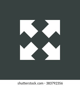Arrow-combined icon, on dark background, white outline, large size symbol