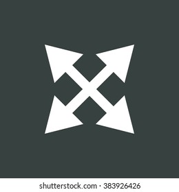 Arrow-combined icon, on dark background, white outline, large size symbol