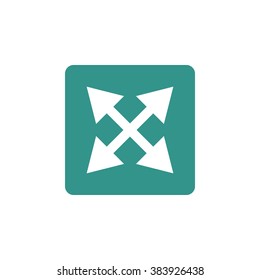 Arrow-combined icon, on green rectangle background, white outline