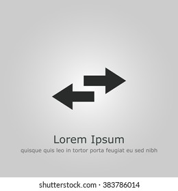 Arrow-combined icon, on grey background, dark outline, example text