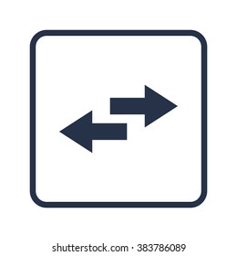 Arrow-combined icon, on white background, rounded rectangle border, blue outline