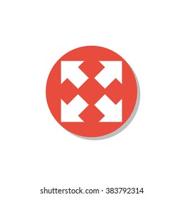 Arrow-combined icon, on white background, red circle border, white outline