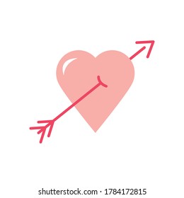 arrowed heart icon over white background, flat style, vector illustration