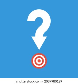 arrowed question mark and aim circle, did you know or brainstorm business concept