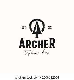 Arrowhead for Archer Archery Outdoor Vintage Hipster Logo Template Isolated in White Background
