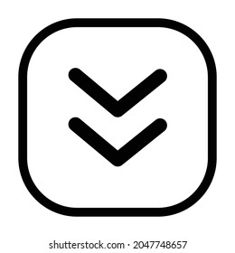 arrowhead down Icon. Flat style rounded rectangle isolated on white background. Vector illustration