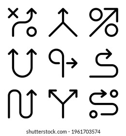 Arrowhead icon set with outline style. Suitable for website design, logo, app and UI.