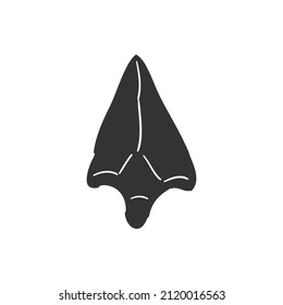 Arrowhead Icon Silhouette Illustration. Native Projectile Weapon Vector Graphic Pictogram Symbol Clip Art. Doodle Sketch Black Sign.