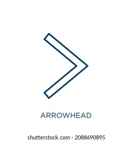 Arrowhead Icon. Thin Linear Arrowhead Outline Icon Isolated On White Background. Line Vector Arrowhead Sign, Symbol For Web And Mobile