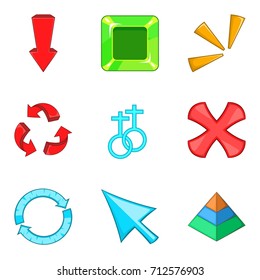 Arrowhead icons set. Cartoon set of 9 arrowhead vector icons for web isolated on white background