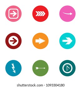 Arrowhead icons set. Flat set of 9 arrowhead vector icons for web isolated on white background