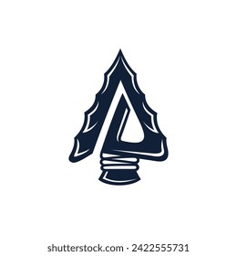 arrowhead logo with letter AD concept