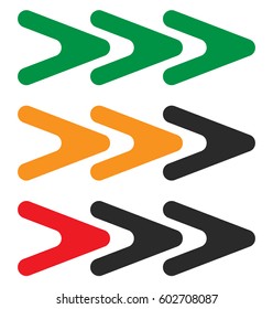 Arrowhead, pointer set. Arrow shapes, arrow elements. Flat arrow icons.