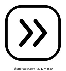 icono de punta de flecha derecha. Rectángulo redondeado de estilo plano aislado en fondo blanco. Ilustración del vector