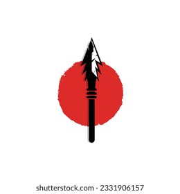 Arrowhead Spear Logo, Arrow Hunting Hipster Weapon Design, Vector Illustration Template