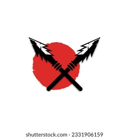 Arrowhead Spear Logo, Arrow Hunting Hipster Weapon Design, Vector Illustration Template