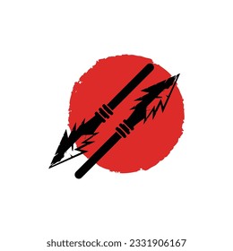 Logotipo de altavoz de punta de flecha, diseño de arma hipster de caza de flecha, plantilla de ilustración vectorial