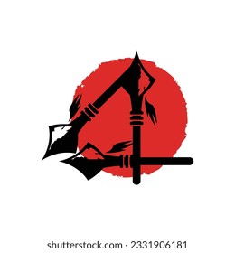 Arrowhead Spear Logo, Arrow Hunting Hipster Weapon Design, Vector Illustration Template