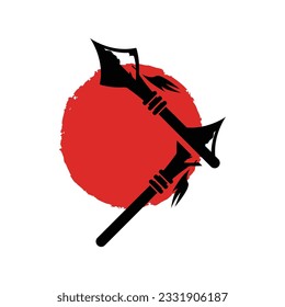 Arrowhead Spear Logo, Arrow Hunting Hipster Weapon Design, Vector Illustration Template