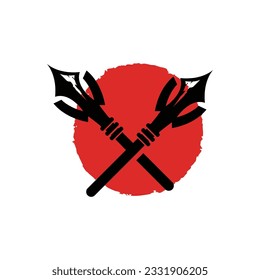 Arrowhead Spear Logo, Arrow Hunting Hipster Weapon Design, Vector Illustration Template
