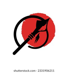 Arrowhead Spear Logo, Arrow Hunting Hipster Weapon Design, Vector Illustration Template