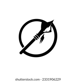Logotipo de altavoz de punta de flecha, diseño de arma hipster de caza de flecha, plantilla de ilustración vectorial