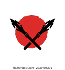 Arrowhead Spear Logo, Arrow Hunting Hipster Weapon Design, Vector Illustration Template