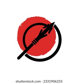 Logotipo de altavoz de punta de flecha, diseño de arma hipster de caza de flecha, plantilla de ilustración vectorial