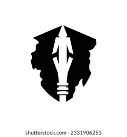 Arrowhead Spear Logo, Arrow Hunting Hipster Weapon Design, Vector Illustration Template