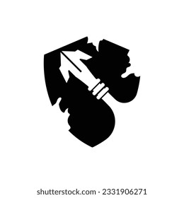 Arrowhead Spear Logo, Arrow Hunting Hipster Weapon Design, Vector Illustration Template