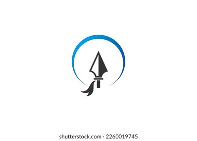 Arrowhead spearhead logo in simple flat design style