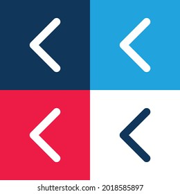 Esquema delgado de la punta de flecha a azul izquierdo y rojo cuatro colores conjunto de iconos mínimo