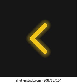 Arrowhead Thin Outline To The Left Yellow Glowing Neon Icon