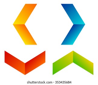 Arrowheads left, right, down and up. Horizontal and vertical arrow symbols, icons pointing in 4 direction.