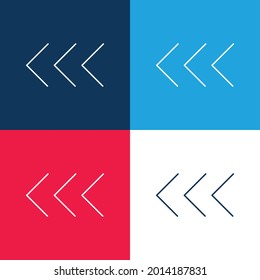Arrowheads Pointing To The Left blue and red four color minimal icon set