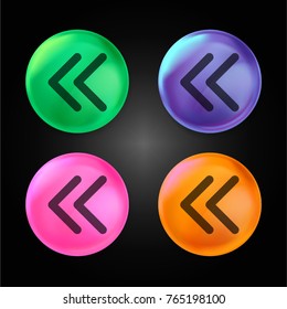 Arrowheads of thin outline to the left crystal ball design icon in green - blue - pink and orange.