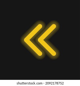 Arrowheads Of Thin Outline To The Left yellow glowing neon icon