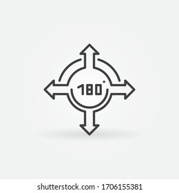 Arrows with 180 degrees outline vector concept icon or design element