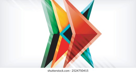 Arrows with 3d effect abstract background. Triangles on light grey backdrop