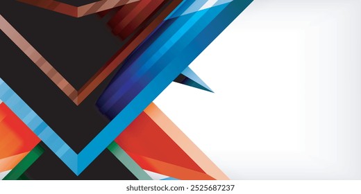 Arrows with 3d effect abstract background. Triangles on light grey backdrop
