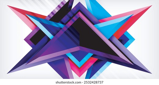 Arrows with 3d effect abstract background. Triangles on light grey backdrop