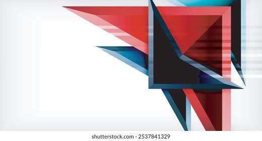 Arrows with 3d effect abstract background. Triangles on light grey backdrop