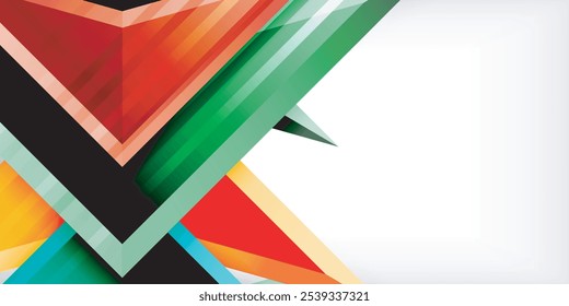 Arrows with 3d effect abstract background. Triangles on light grey backdrop