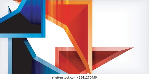 Arrows with 3d effect abstract background. Triangles on light grey backdrop