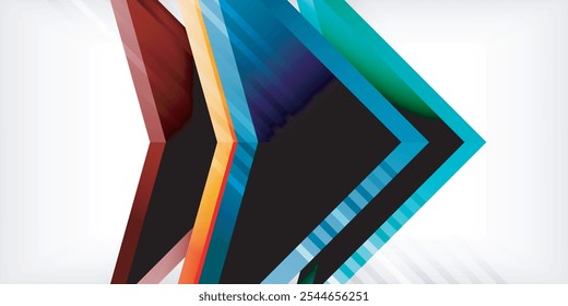 Setas com plano de fundo abstrato de efeito 3D. Triângulos no plano de fundo cinza claro