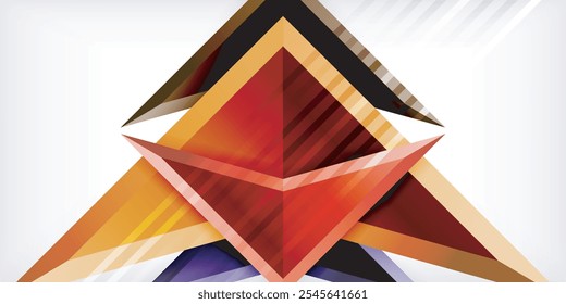 Setas com plano de fundo abstrato de efeito 3D. Triângulos no plano de fundo cinza claro