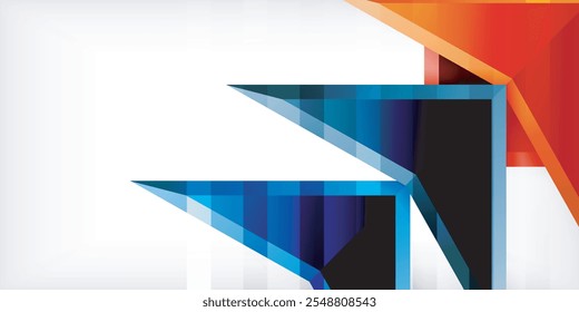 Arrows with 3d effect abstract background. Triangles on light grey backdrop